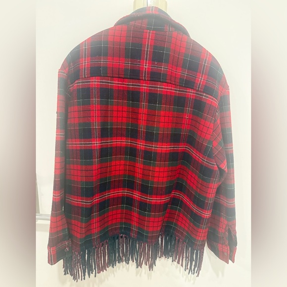 Zara Red and Green  Fringe Coat size S - Picture 4 of 6